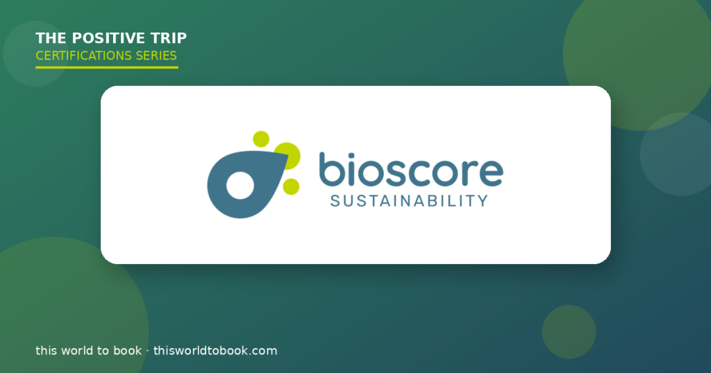 Bioscore Sustainable: la certificación que mide la sostenibilidad de tu hotel con datos reales Bioscore Sustainability logo, sustainability certification for tourist accommodations