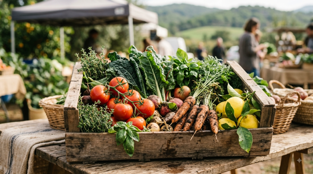 Organic food impact: is it actually better than conventional? Organic food impact: fresh fruit and vegetables at a market