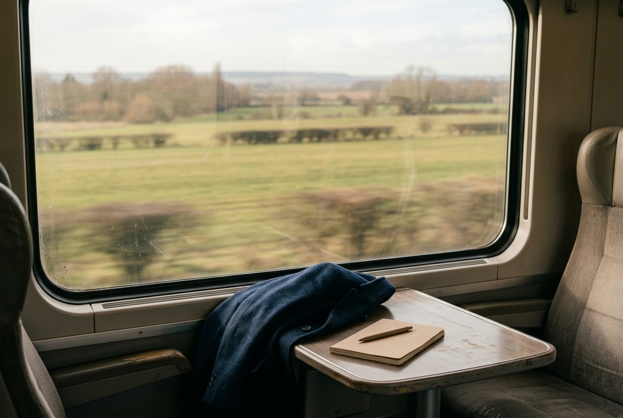 The most sustainable companies 2026: what TIME's ranking actually measures (and what it says about your trip) Rural landscape seen from the window of a moving train, transport as the largest share of a trip's footprint